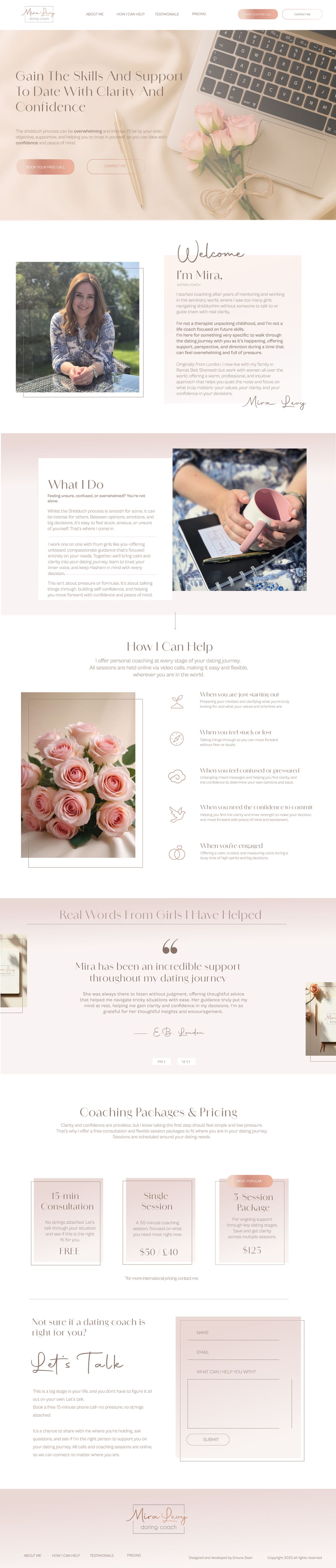 Mira Levy Coaching website \u2014 full page